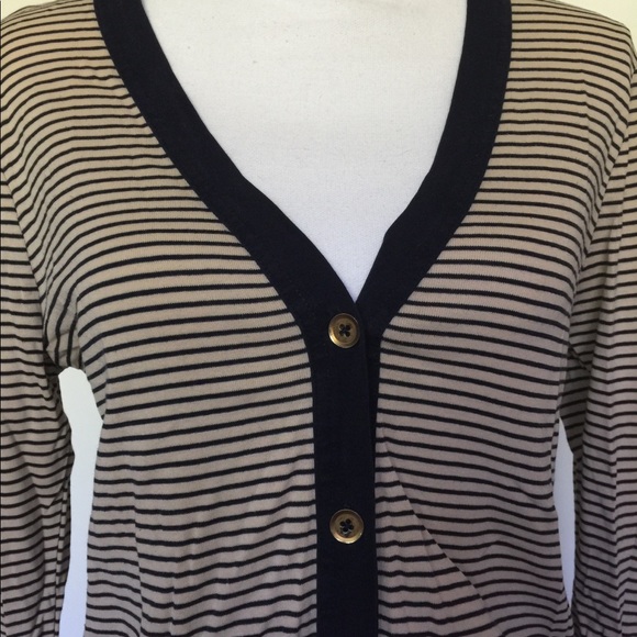 JCrew Perfect Fit Cardigan blue/tan striped Sz L - Picture 3 of 5